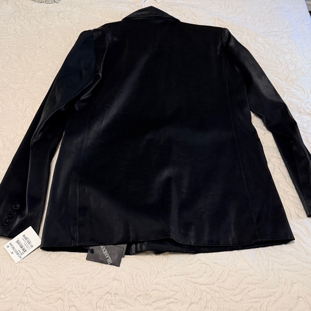 BLANK NYC black vegan Leather double breasted blazer M - Picture 9 of 9